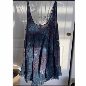 FREE PEOPLE Leaf Print and Lace Tunic Dress - Size Large